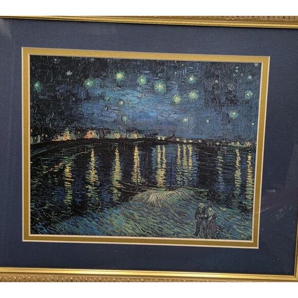 Framed Van Gogh Starry Night Over‎ The Rhone Lithograph Portal Pub. 11x14 Litho - Picture 2 of 15